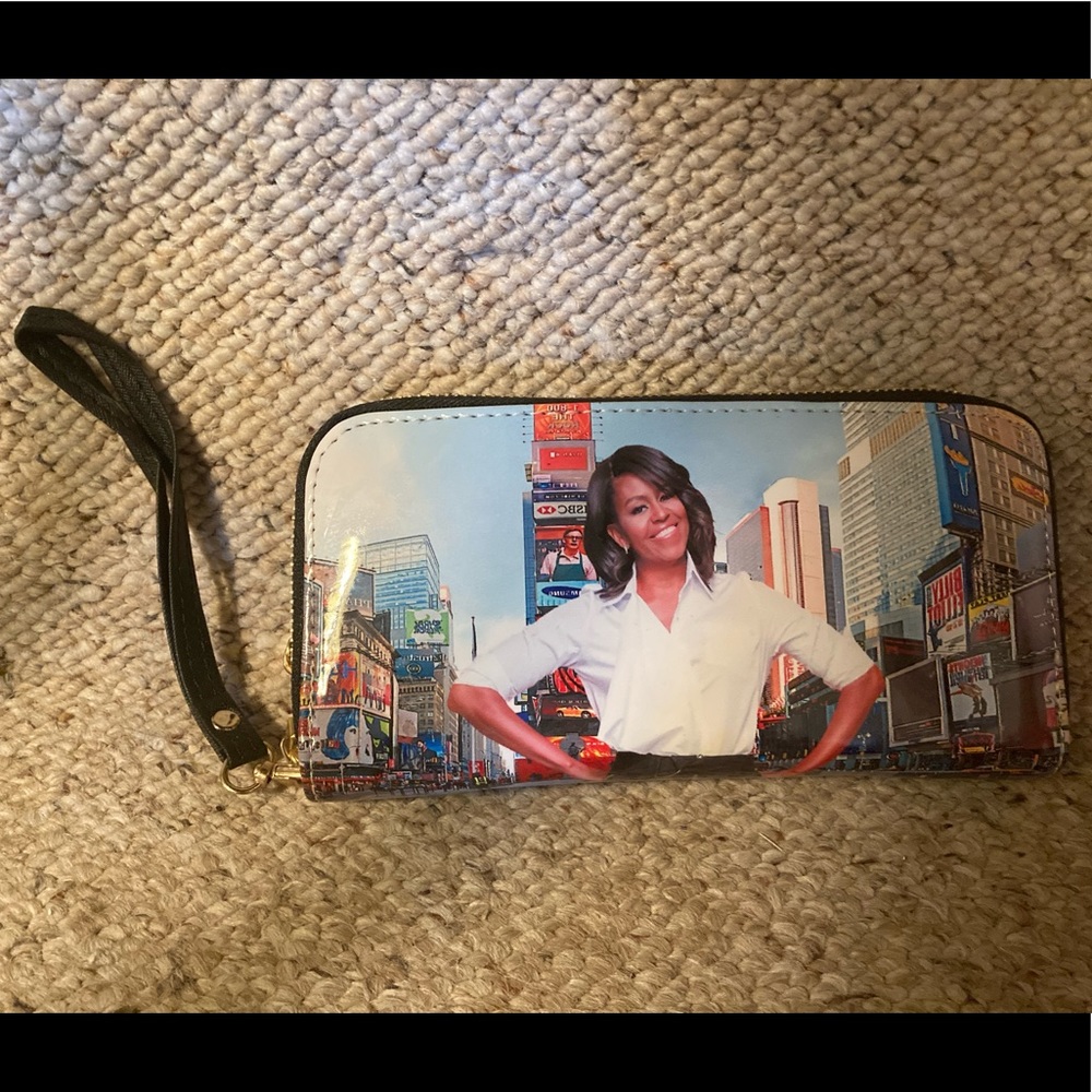 Michelle Obama in Times Square Light Blue Wallet/Wristlet